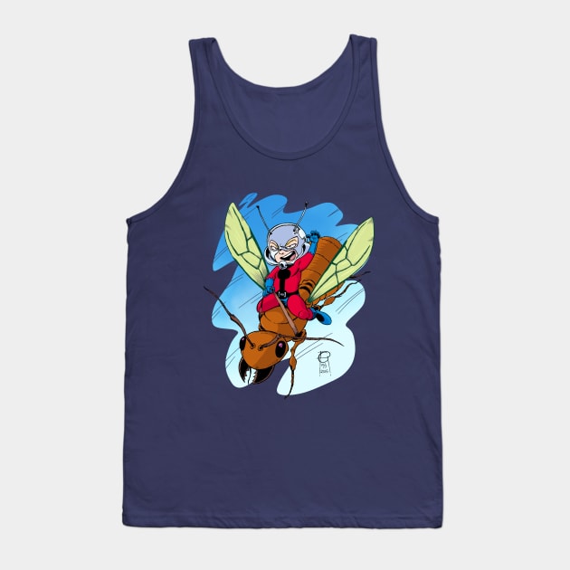 Chibi Ant-Man Riding a Flying Ant Tank Top by MentalPablum